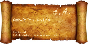 Asbóth Anina névjegykártya